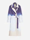 Dries Van Noten Ronald Paint Stroke Belted Trench Coat In Cobalt Blue