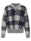 Dries Van Noten Chunky Knit V Neck Sweater With Textured Pattern In Gray