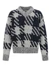 Dries Van Noten Check Wool-blend Sweater In Gray