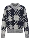 Dries Van Noten Chunky Knit V Neck Sweater With Textured Pattern In Multi