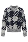 Dries Van Noten Chunky Knit V Neck Sweater With Textured Pattern In Multi