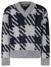 Dries Van Noten Chunky Knit V Neck Sweater With Textured Pattern In White