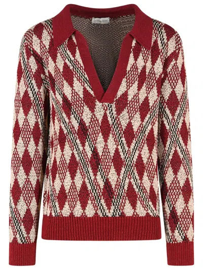 Dries Van Noten Macrame V Neck Polo Knit Sweater In Multi