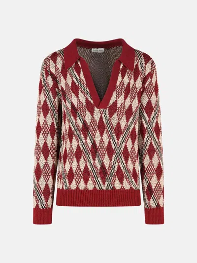 Dries Van Noten 'macrame' Burgundy Viscose Blend Sweater In Red