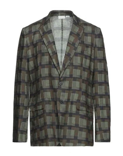 Dries Van Noten Man Blazer Military Green Size 42 Linen
