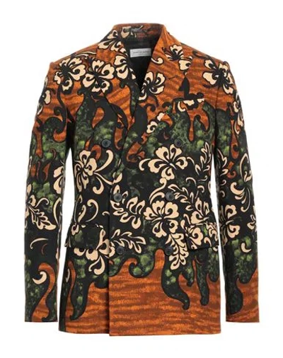 Dries Van Noten Man Blazer Orange Size 40 Cotton