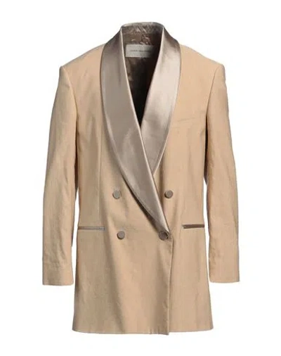 Dries Van Noten Man Blazer Sand Size S Linen, Cotton, Silk In Neutral