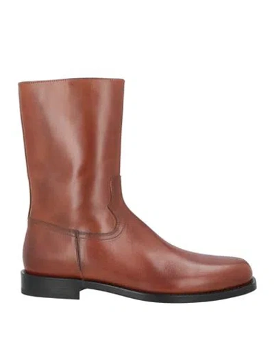 Dries Van Noten Man Boot Brown Size 12 Leather