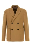Dries Van Noten Wool Blend Double-breasted Blazer With Front Pockets In Brown