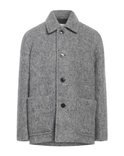 Dries Van Noten Man Coat Grey Size M Alpaca Wool, Mohair Wool, Wool, Polyamide