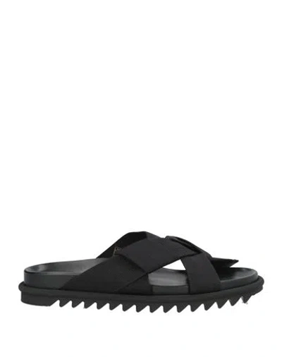 Dries Van Noten Man Sandals Black Size 7 Textile Fibers, Leather