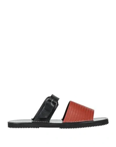 Dries Van Noten Man Sandals Brown Size 9 Leather In Black