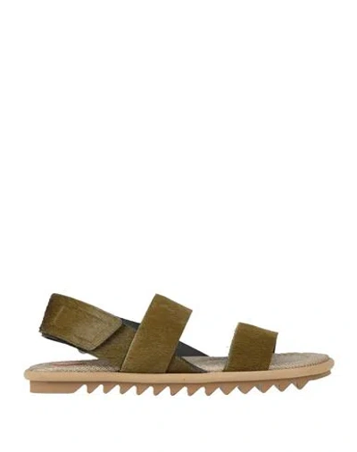 Dries Van Noten Man Sandals Military Green Size 9 Leather