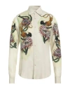 Dries Van Noten Stylish Printed Slim Fit Shirt In Beige
