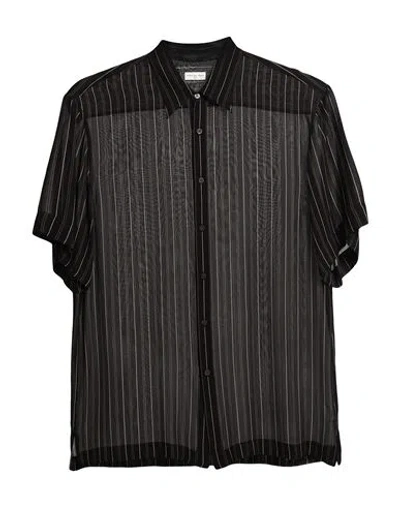 Dries Van Noten Man Shirt Black Size L Viscose In Metallic