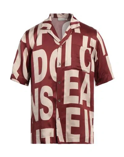 Dries Van Noten Man Shirt Burgundy Size 40 Viscose In Red