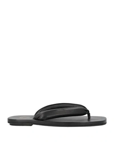 Dries Van Noten Man Thong Sandal Black Size 9 Leather