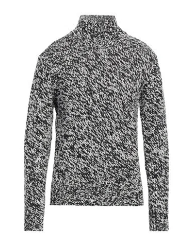Dries Van Noten Man Turtleneck Black Size L Merino Wool, Polyamide In Gray