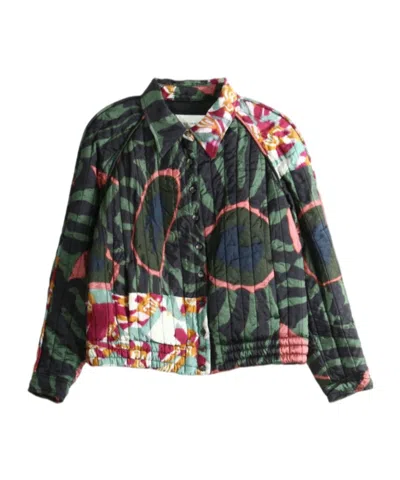 Dries Van Noten Marbled Clay Border Print Fluid Coat In Multi