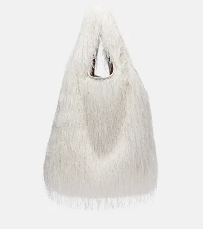 Dries Van Noten March Large Fringed Tote Bag In White