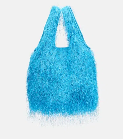 Dries Van Noten Marche Medium Fringed Top-handle Bag In Purple
