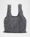 Dries Van Noten Marche Small Fringed Tote Bag In Gray