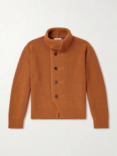 Dries Van Noten Marino Shawl-collar Ribbed Wool Cardigan In Multi