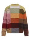 Dries Van Noten Marti Crew Neck Knite With Check Motif Knitwear Multicolor In Brown