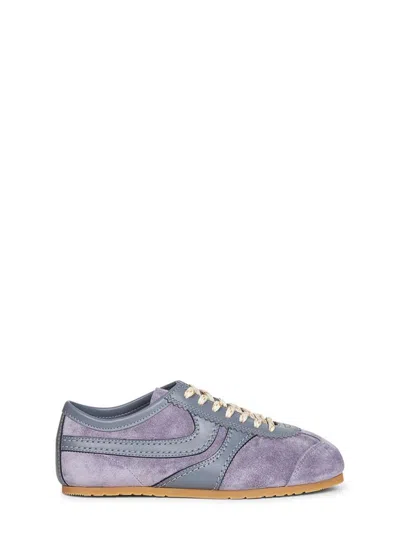 Dries Van Noten Mauve Suede Sneakers In Gray