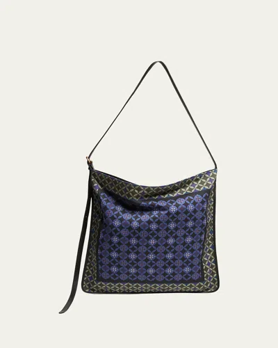 Dries Van Noten Medium Geometric Scarf Hobo Bag In Brown