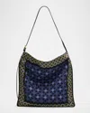 Dries Van Noten Medium Geometric Scarf Hobo Bag In Purple