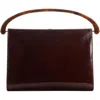 Dries Van Noten Medium Leather Top Handle Bag In Burgundy 358