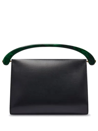 Dries Van Noten Resin-handle Velvet Tote Bag In Black