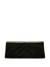Dries Van Noten Medium Pleated-detail Velvet Clutch Bag In Green
