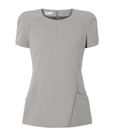Dries Van Noten Mélange Grain De Poudre Blouse In Gray