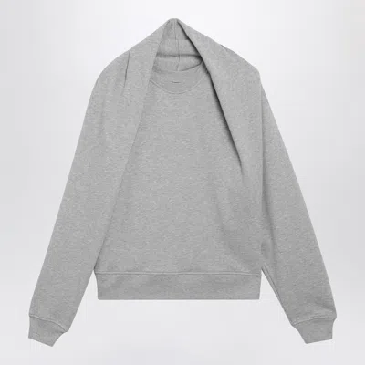 Dries Van Noten Mélange Grey Cotton Sweatshirt In White