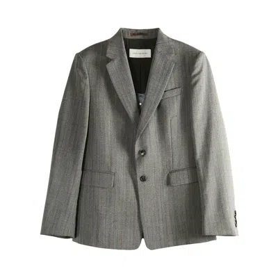 Pre-owned Dries Van Noten Melange Stripe Jacket 'grey' | Men's Size 50 In Gray
