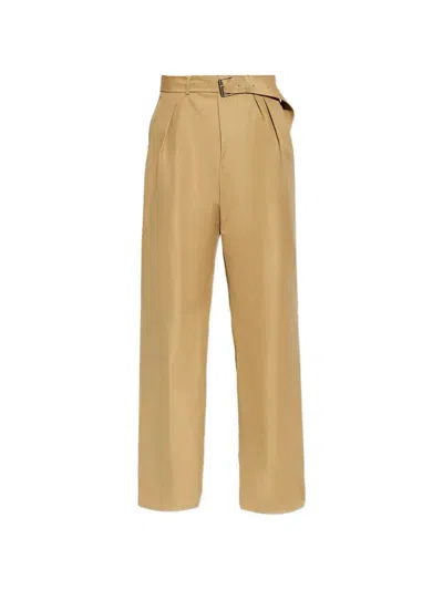 Dries Van Noten Pleated Wide Leg Trousers Side Back Pockets In Brown
