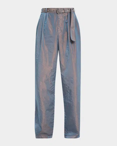 Dries Van Noten Men & Apos;s Preaches Nylon Blend Belted Wide-leg Pants In Blue