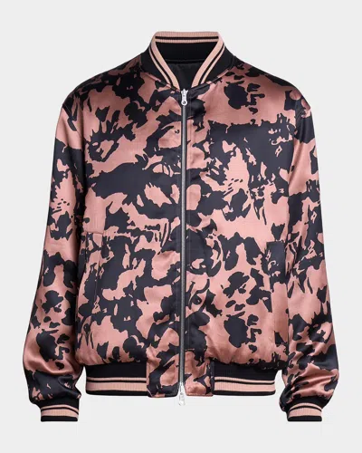 Dries Van Noten Men & Apos;s Volker Viscose Ribbed-trim Bomber Jacket In Multi