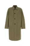 Dries Van Noten Cotton Trench Coat With Front Pockets And Long Sleeves In Green