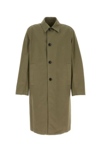 DRIES VAN NOTEN DRIES VAN NOTEN MEN ARMY GREEN COTTON RANKLE TRENCH COAT