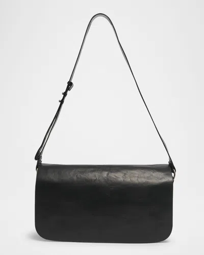 Dries Van Noten Men's Balm Calf Leather Flap Shoulder Bag In Black
