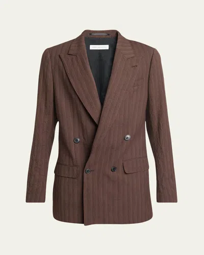 Dries Van Noten Men's Barton Herringbone Sport Coat In Brown