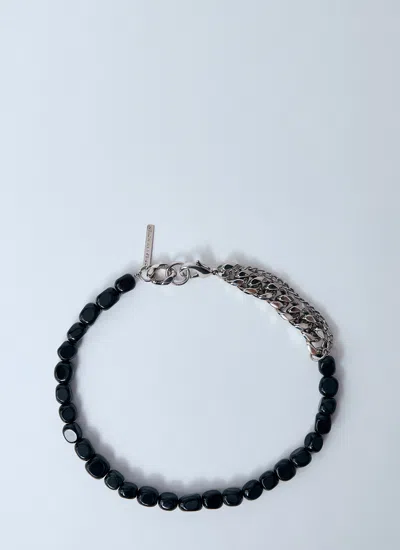 Dries Van Noten Men Bead-and-chain Necklace In Black