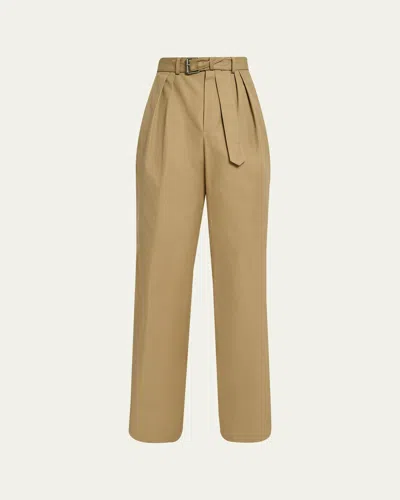 Dries Van Noten Men's Belted Loose Cotton Trousers In Multi