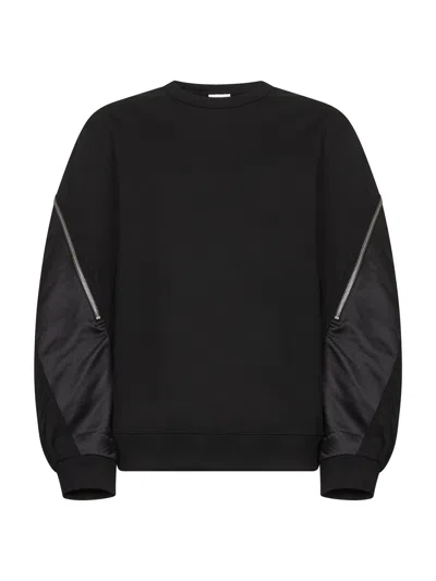DRIES VAN NOTEN DRIES VAN NOTEN MEN BLACK CONTRASTING PANELS CREWNECK SWEATSHIRT<BR/>