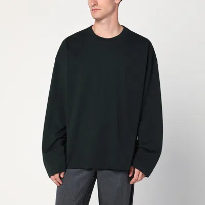 Dries Van Noten Crew Neck Long Sleeves Plain T-shirt In Black