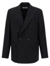 Dries Van Noten Double Breasted Wool Jacket With Notched Lapels In Black