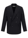 Dries Van Noten Double Breasted Wool Jacket With Notched Lapels In Blue